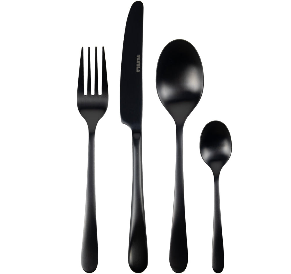 Set de couverts Studio Tavola - Couverts noirs - Bestek - 4 personnes - 16 pièces