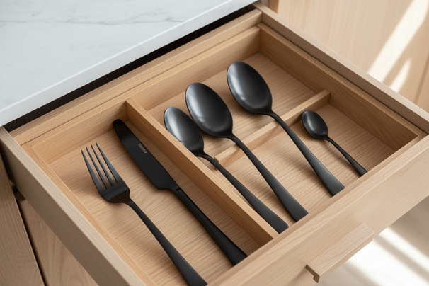 Set de couverts Studio Tavola - Couverts noirs - Bestek - 4 personnes - 16 pièces