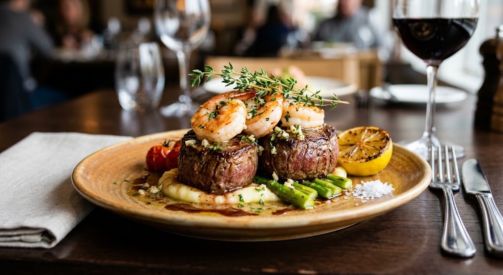Plaisir ultime de la mer et de la terre sur une seule assiette