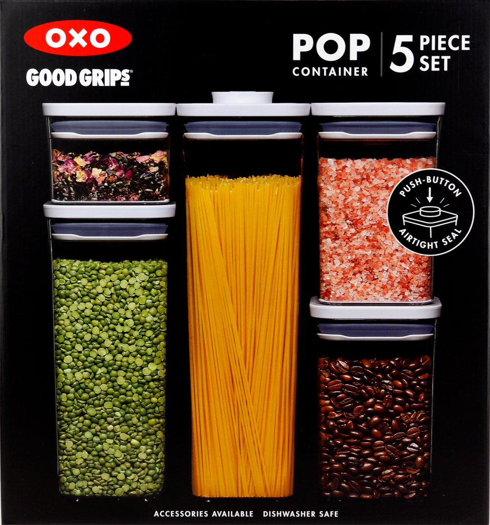 Ensemble de bocaux OXO Good Grips - Stockage - POP 2.0 - 400 ml-2,1 l - 5 pièces