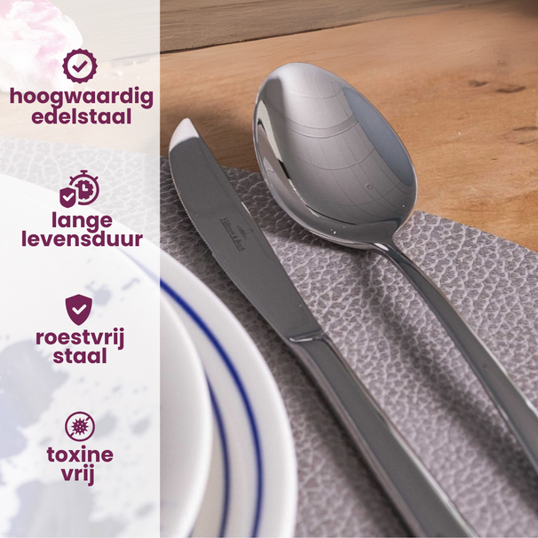 Ensemble de couverts Villeroy & Boch Piemont - 18/10 Acier inoxydable - 48 pièces / 12 personnes