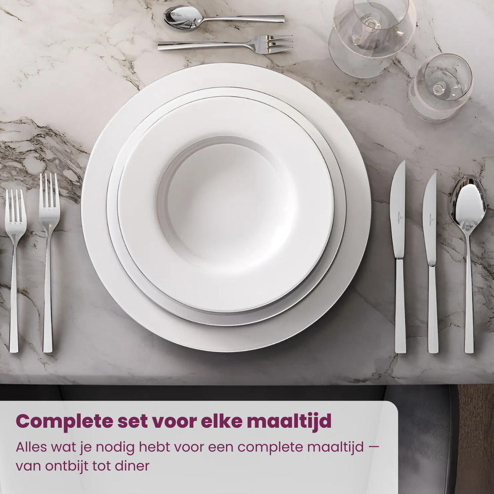 Ensemble de couverts Villeroy & Boch Piemont - 18/10 Acier inoxydable - 48 pièces / 12 personnes