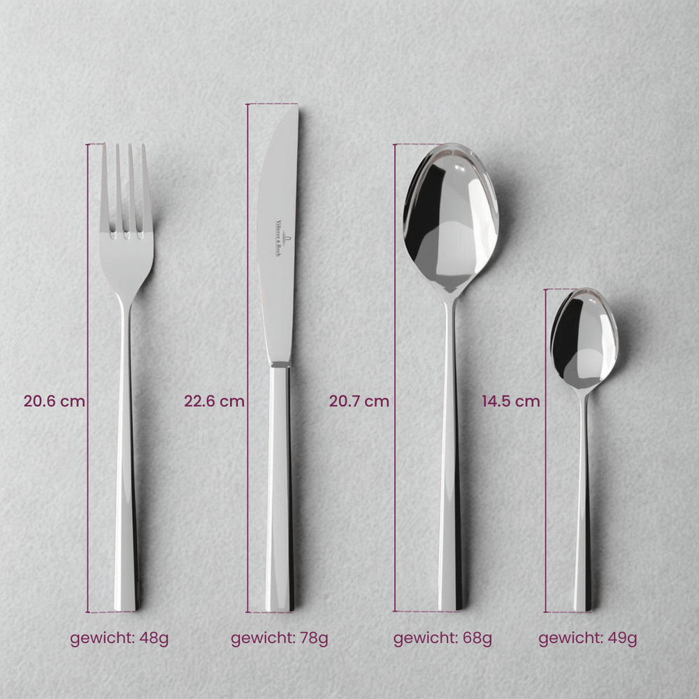 Ensemble de couverts Villeroy & Boch Piemont - 18/10 inox - 12 pièces / 3 personnes
