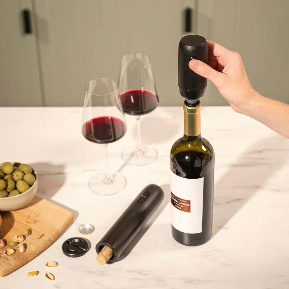 Ensemble de pompe à vide Vacu Vin - électrique - Sauve-vin - 198 mm - 3 pièces