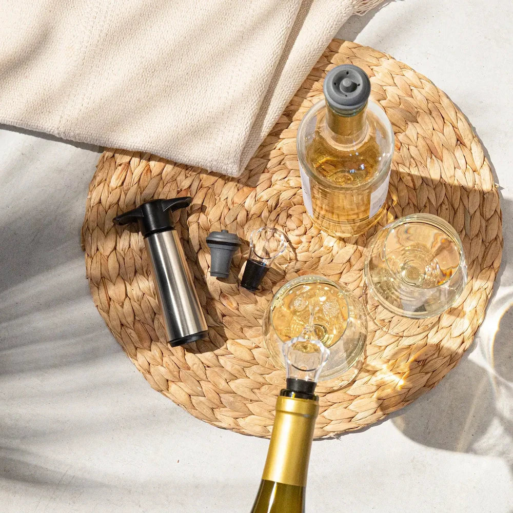 Ensemble de pompe a vin Vacu Vin - Wine Saver - en acier inoxydable - 3 pieces
