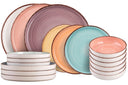 Service de table Villa d'Este Home Baita Acquerello 18 pièces / 6 personnes - 6 assiettes à dîner, 6 assiettes à petit-déjeuner et 6 assiettes creuses