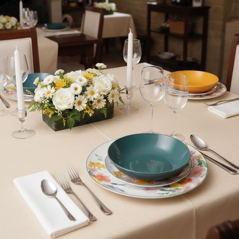 Service de table Villa d'Este Home Flora 18 pièces / 6 personnes - 6 assiettes à dîner, 6 assiettes à petit-déjeuner et 6 assiettes creuses