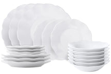Service de table Villa d'Este Home Scallop Blanc Opaal 18 pièces / 6 personnes - 6 assiettes à dîner, 6 assiettes à petit déjeuner et 6 assiettes creuses