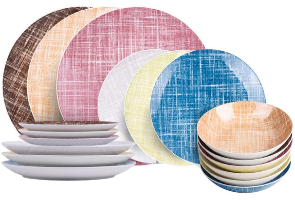 Service de table Villa d'Este Home Texture 18 pièces / 6 personnes - 6 assiettes à dîner, 6 assiettes à petit-déjeuner et 6 assiettes creuses