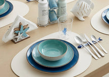 Service de table Villa d'Este Home Baita Acqua 18 pièces / 6 personnes - 6 assiettes à dîner, 6 assiettes à petit déjeuner et 6 assiettes creuses