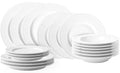 Service de table Villa d'Este Home Decor blanc opale 18 pièces / 6 personnes - 6 assiettes à dîner, 6 assiettes à petit déjeuner et 6 assiettes creuses