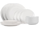Service de table Villa d'Este Home Wave Blanc Porcelaine 18 pièces / 6 personnes - 6 assiettes à dîner, 6 assiettes à petit-déjeuner et 6 assiettes creuses