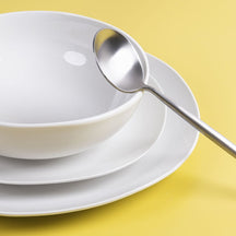 Service de table Villa d'Este Home Wave Blanc Porcelaine 18 pièces / 6 personnes - 6 assiettes à dîner, 6 assiettes à petit-déjeuner et 6 assiettes creuses