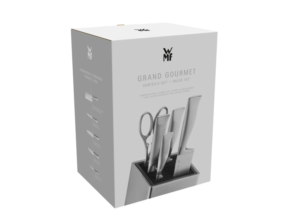 Bloc de couteaux WMF Grand Gourmet 6 pièces - Set de Couteaux de Cuisine avec Bloc

