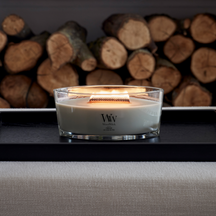 Bougie Parfumée WoodWick Ellipse Fireside - 9 cm / 19 cm - Bougie Parfumée en Verre - Mèche en Bois