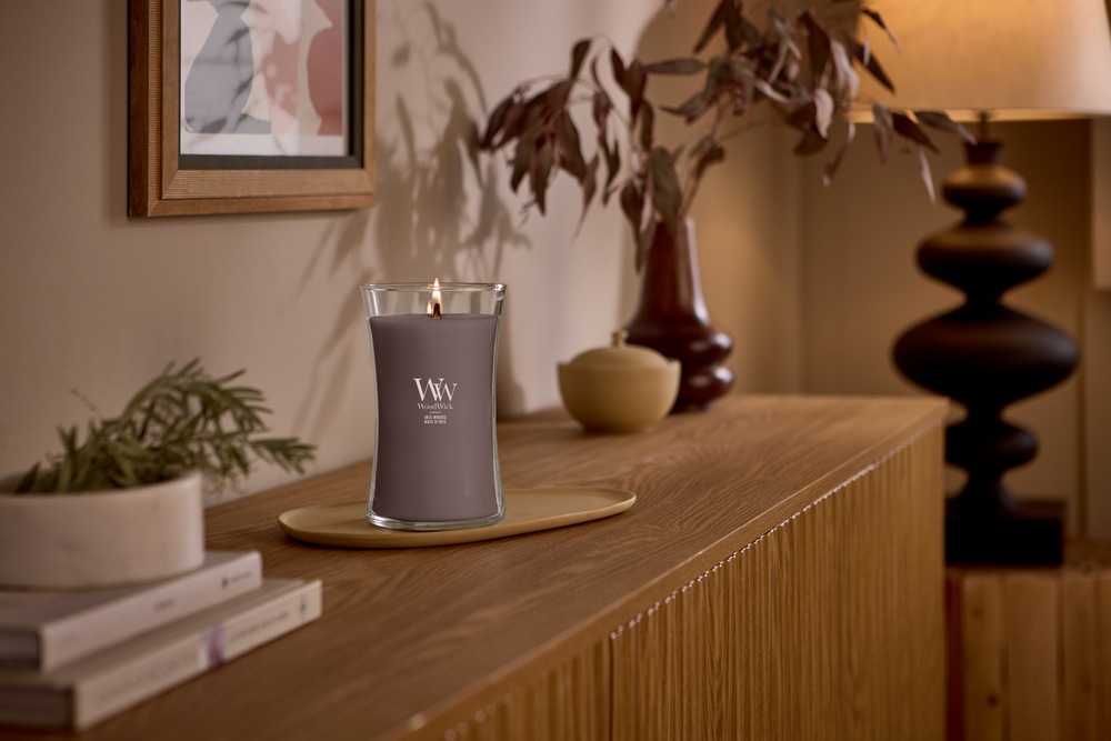 Bougie Parfumée WoodWick Large Iris Woods - 18 cm / ø 10 cm - Bougie Parfumée en Verre - Mèche en Bois