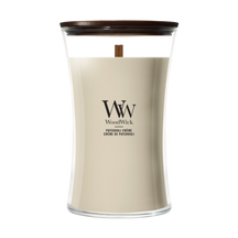 Bougie parfumée WoodWick Large Patchouli Crème - 18 cm / ø 10 cm - Bougie parfumée en verre - Mèche en bois