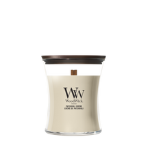 Bougie Parfumée WoodWick Medium Patchouli Crème - 11 cm / ø 10 cm - Bougie en Verre - Mèche en Bois
