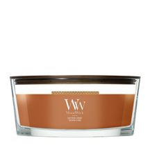 Bougie Parfumée WoodWick Ellipse Saffron Smoke - 9 cm / 19 cm - Bougie Parfumée en Verre - Mèche en Bois