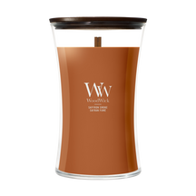 Bougie Parfumée WoodWick Grande Saffron Smoke - 18 cm / ø 10 cm - Bougie Parfumée en Verre - Mèche en Bois