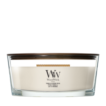 Bougie Parfumée WoodWick Ellipse Tonka & Almond Milk - 9 cm / 19 cm - Bougie Parfumée en Verre - Mèche en Bois