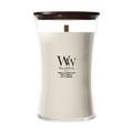 Bougie Parfumée WoodWick Grande Tonka & Almond Milk - 18 cm / ø 10 cm - Bougie en Verre - Mèche en Bois
