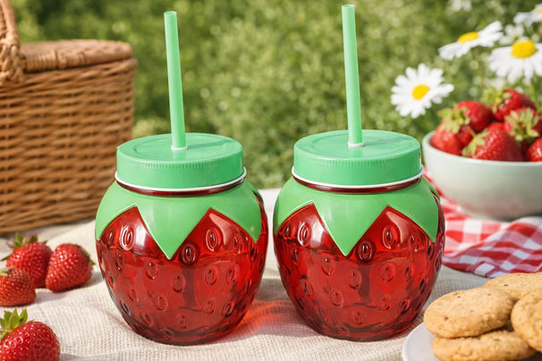 Set de verres a eau Cookinglife - Verres a cocktail - Fraise - 100 mm - 2 pièces