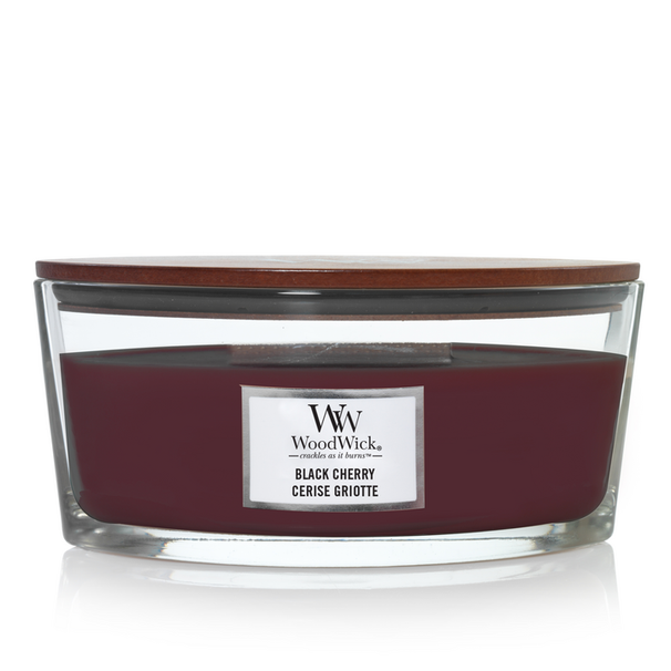 Bougie parfumée WoodWick - Bougie a mèche en bois - Cerise Noire - 9 cm / 19 cm