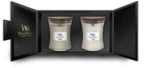 Ensemble de bougies WoodWick - Mèche en bois - Fireside&Linen - 90 h - 2 pieces