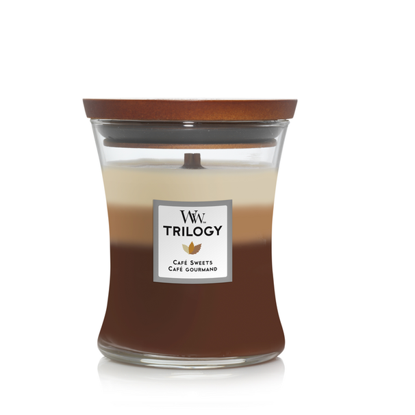 Bougie parfumée WoodWick - en verre - Mèche en bois - Trilogy - 11 cm