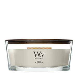 Bougie Parfumée WoodWick Ellipse Fireside - 9 cm / 19 cm - Bougie Parfumée en Verre - Mèche en Bois