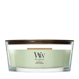 Bougie Parfumée WoodWick Ellipse Matcha Zest - 9 cm / 19 cm - Bougie Parfumée en Verre - Mèche en Bois