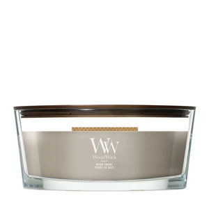 Bougie parfumée WoodWick Ellipse Wood Smoke - 9 cm / 19 cm - Bougie parfumée en verre - Mèche en bois