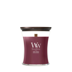 Bougie Parfumée WoodWick Medium Dark Cherry - 11 cm / ø 10 cm - Bougie Parfumée en Verre - Mèche en Bois