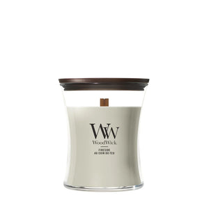 Bougie Parfumée WoodWick Medium Fireside - 11 cm / ø 10 cm - Bougie Parfumée en Verre - Mèche en Bois