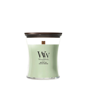 Bougie Parfumée WoodWick Medium Matcha Zest - 11 cm / ø 10 cm - Bougie Parfumée en Verre - Mèche en Bois