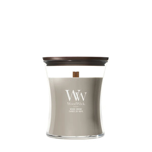 Bougie parfumée WoodWick Medium Wood Smoke - 11 cm / ø 10 cm - Bougie parfumée en verre - Mèche en bois