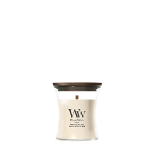 Bougie Parfumée WoodWick Mini Vanilla & Sea Salt - 8 cm / ø 7 cm - Bougie Parfumée en Verre - Mèche en Bois