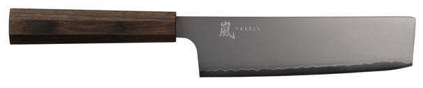 Couteau Yaxell Nakiri Hana 16,5 cm - Acier inoxydable 3 couches - Manche en bois Pakka brun foncé