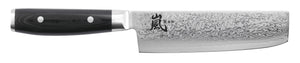 Yaxell Couteau Nakiri Ran 16,5 cm - Acier damassé inoxydable 69 plis - Poignée en Micarta