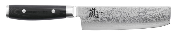 Yaxell Couteau Nakiri Ran 16,5 cm - Acier damassé inoxydable 69 plis - Poignée en Micarta