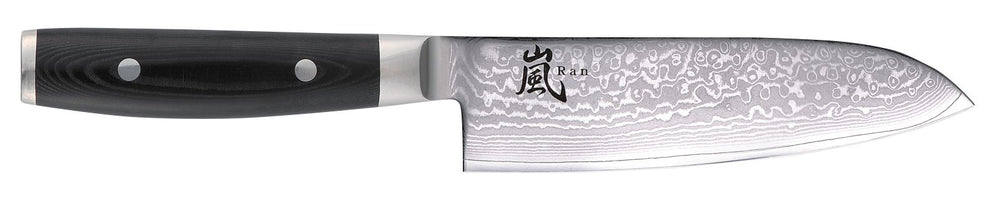 Couteau Santoku Yaxell Ran - 16,5 cm - acier damassé inoxydable 69 plis - manche en Micarta.