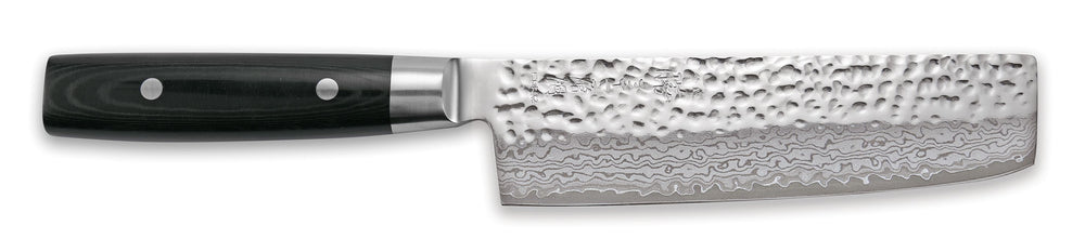 Yaxell Couteau Nakiri Zen 16,5 cm - Acier damassé inoxydable 37 plis - Manche en Micarta et toile