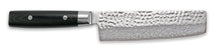 Yaxell Couteau Nakiri Zen 16,5 cm - Acier damassé inoxydable 37 plis - Manche en Micarta et toile
