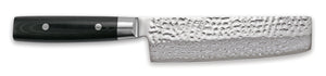 Yaxell Couteau Nakiri Zen 16,5 cm - Acier damassé inoxydable 37 plis - Manche en Micarta et toile