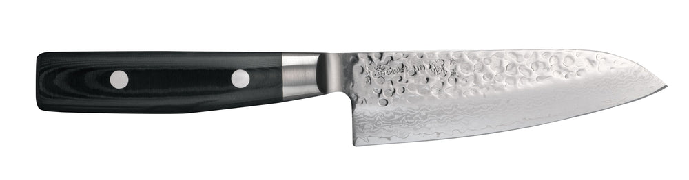 Couteau Santoku Yaxell Zen 12,5 cm - Acier damassé inoxydable 37 plis - Manche en Micarta de toile