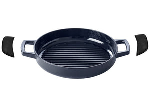 Poêle à griller Alva Nori ø 28 cm + Poignées en cuir offertes - Compatible toutes sources de chaleur - Revêtement antiadhésif émaillé