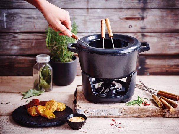 Ensemble a fondue Alva - en fonte emaillée - Nori - 2 L - 8 pièces