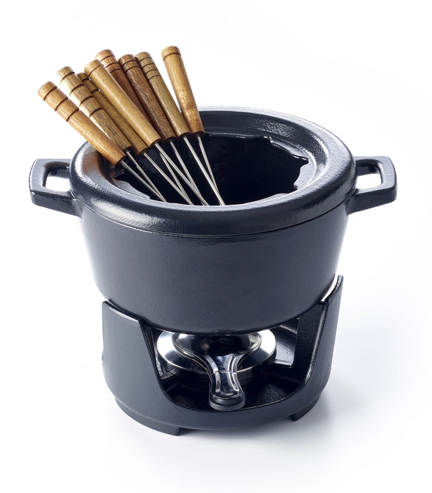 Ensemble a fondue Alva - en fonte emaillée - Nori - 2 L - 8 pièces