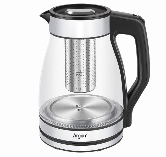 Bouilloire électrique Argon en verre / inox avec filtre - 1,5 litre - 1500 W